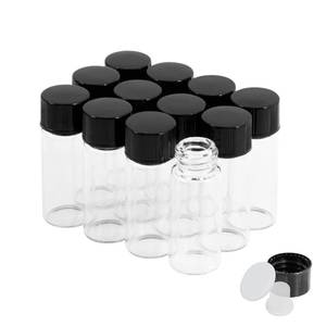 lot 536 image: Cadbibe 4ml Clear Glass Vials with Screw Caps and Plastic Stoppers, 1 Dram Small Liquid Sample Vial, Leak-Proof Vial, 12PCS - Retail $8