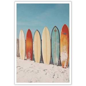 lot 545 image: KOEUIRW Vintage Coastal Surf Posters Trendy Preppy Surfboard Canvas Wall Art Summer Beachy Surfing Prints Painting For Girls Home Bedroom Dorm Wall Decor 16x24in Unframed - Retail $19