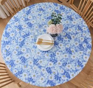 lot 560 image: Pioggia Oval Vinyl Fitted Tablecloth with Flannel Backing Elastic Table Cloth Waterproof Oil-Proof Plastic Table Cover Best for 68 x 48 - Retail $37