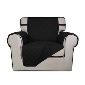 lot 566 image: PureFit Reversible Quilted Sofa Cover, Water Resistant Slipcover Furniture Protector, Washable Couch Cover with Non Slip and Elastic Straps for Kids, Pets (Chair, BlackBlack) - Retail $29