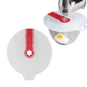 lot 570 image: Silicone Mixing Bowl Splatter Guard, Modern Style, White, 12in, Baking, Durable, Dishwasher & Microwave Safe - Retail $8