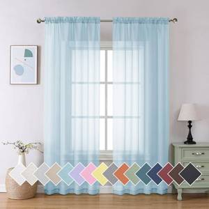 lot 571 image: Aiyufeng 2 Pack Basic Sky Blue Sheer Curtain Drapes 84 Inch Length 2 Panels for Living Room, Light Filtering Voile Drapes for Bedroom, Patio, Sliding Door, Each 40 W x 84 L - Retail $9