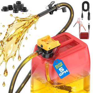 lot 572 image: DIYtoolifz 5 GPM Cordless Fuel Transfer Pump with Auto Shut-Off & Beep Alert, Compatible with DeWalt 20V & Milwaukee 18V Batteries, Gas Can Pump for GasolineDiesel, 51 Hose & 5 Adapters (Bare Tool) - Retail $64