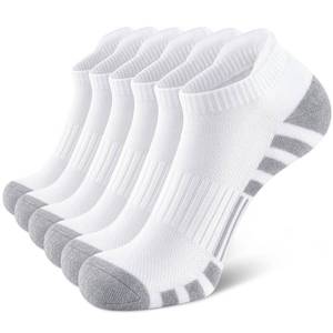 lot 577 image: Airacker Athletic Running Ankle Cotton Socks, Low Cut Cushioned Performance Anti-Blister Tab Sports Socks for Men Women 6 Pairs - Retail $19