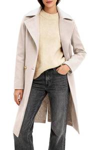 lot 580 image: OTU Vibe Womens Long Notch Lapel Coat, Double-Breasted Peacoat, Casual Classic Fall Winter Overcoat - Retail $24