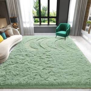 lot 581 image: Zedrew Sage Green Area Rug 6x9 Large Rugs for Living Room Bedroom, Fluffy Cute Rug Modern Carpets for Kids Room, Non-Skid Rectangular Indoor Rug for Girls Boys Playroom Nursery Room Home Decor - Retail $65