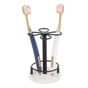 lot 583 image: HarJue Toothbrush Holder Stand for Bathroom, Metal Toothbrush Organizer with Marble Base, Toothbrush Storage Collection for Family, Suitable for Home Hotel Countertop Vanity (Small, Matte Black) - Retail $9