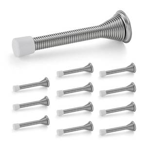 lot 585 image: Ravinte Door Stoppers, 10Pack Spring Door Stops with Rubber Bumper, Satin Nickel Door Stoppers for Bottom of Door - Retail $7