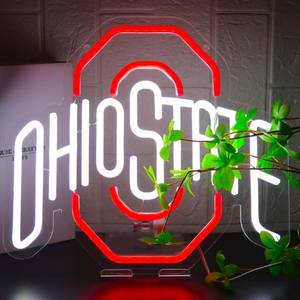 lot 588 image: BNBIDEN Ohio Football Neon Signs for Wall Decor��University Led Light Up Sign Suitable for Man Cave Dormitory Office Bar Pub Wall Art Gifts for Teen Boys Girls - Retail $27
