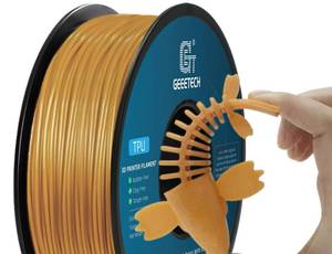 lot 590 image: Geeetech TPU Filament 1.75mm, Shore 95A �� Flexible 3D Printer Filament with High Elasticity, 1KG (2.2lbs) Spool, Dimensional Accuracy �0.03mm, Fits Most FDM Printers (Gold) - Retail $22