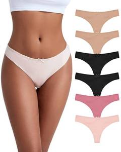 lot 599 image: Jo & Bette Thongs for Women - 6 Pack Bikini - Cotton Womens Thong Underwear Panties Breathable No show 2XL - Retail $14