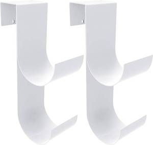 lot 604 image: codree 2 PCS Pool Fence Hooks for Pool Equipment, White Heavy Duty Fence Hooks for Pool Poles, Slipe-on Fence Hanger for Pool Hose Pool Skimmer, Fit 34 Inch to 1-14 inch Railing - Retail $25