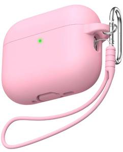 lot 609 image: MHYALUDO for AirPods Pro 3 Case 2025, Military Grade Soft Silicone Shock-Absorbing for AirPods Pro 3rd Generation (USB-C Cable) with Lanyard and Cleaning Kit,Front LED Visible, Pink - Retail $7