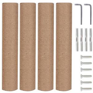 lot 614 image: PowerKing 4-Pack 15.7 Cat Scratching Post Replacement - Natural Sisal Rope Scratcher Poles with M8 Screws for Indoor Cat Tower Renewal Parts, Cat Furniture Refill Parts (Nature) - Retail $29