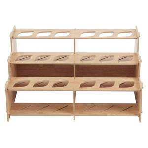 lot 619 image: HG Art Concepts Mezzo Artist Paint and Brush Racks - Wood Grain Laminate Multi Layer Desk Stand Professional Storage Display Organizer for Paintbrushes and Tubes - Straight Rack 2 - Retail $19