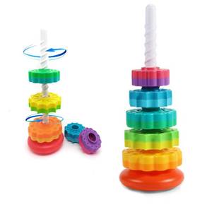 lot 631 image: LUCKFUTURE Spinning Stacking Toys, Educational Toddler Toy Stacking Rings Baby Toys, Montessori Toy for Girls and Boys, Spin Gears Christmas Birthday Gift for 1-3 Year Old - Retail $23