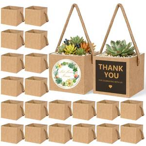 lot 633 image: ULLIKI 2.5 Inch Succulents Wrap Bags with Thank You & Let Love Grow Stickers, Mini Succulent Gift Bags with Handles, Succulent Party Favors for Guests, Garden Party Favors for Guests (Brown 40pcs) - Retail $13