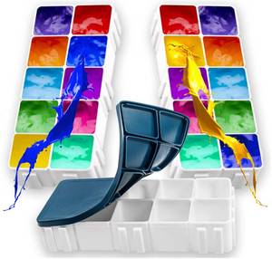lot 638 image: 2 Pack (Paint not Included)Compartments Plastic Paint Palette with Lid, Airtight Leakproof Watercolor Palette for Gouache, Acrylic and Oil - Retail $10