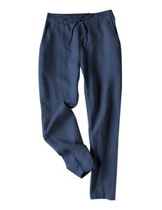 lot 643 image: Tanming Linen Pants for Women Summer Casual High Waisted Drawstring White Beach Pant (Navy, XL) - Retail $30