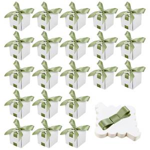 lot 664 image: BENECREAT 60Pcs Wedding Favor Boxes, 2.6x2.6x2.6 Inch Wedding Party Gift Boxes with Green Ribbon for Birthdays, Parties, Anniversaries, Mothers Day - Retail $20