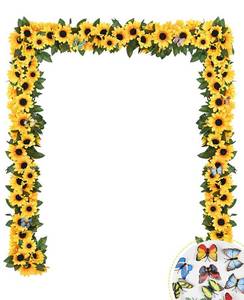 lot 671 image: BLEUM CADE Artificial Sunflower Garland Decor, Sunflower Vines Hanging Flowers Garland with Green Leaves, Fake Yellow Floral Vines Room Wedding Party Decoration - Retail $12