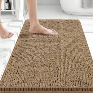 lot 674 image: Bcoimo 30x20 Chenille Bath Mat �� Non-Slip with Backing Bath Rug Ultra-Absorbent and Machine Washable Bathroom Mat Quick-Dry Design. Ideal for Bathroom Shower and Tub Areas - Retail $20