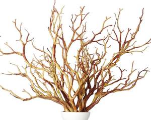 lot 680 image: Geosar 13.8 Inch Small Manzanita Branches Plastic Faux Branches Artificial Antler Shaped Tree Branch Decorative Plant Twigs for Home Wedding Table Centerpiece Festival Decors(Light Brown,10 Pieces) - Retail $23