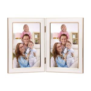 lot 683 image: Giftgarden 4x6 Double Picture Frame White with Tempered Glass Display 4 by 6 Photo, Metal Hinged Folding Frame for Tabletop or Wall - Retail $18