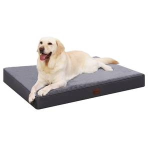 lot 706 image: MIHIKK Waterproof Dog Bed Medium Size Dog Orthopedic Dog Beds for Crate with Removable Washable Cover Egg-Crate Foam Pet Pad Mat with Anti-Slip Bottom, 35x22 Inch, Grey - Retail $21