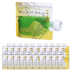 lot 709 image: Gemdom 20 Pack Reusable Baby Food Pouches for Toddlers, Refillable Squeeze Pouch for Applesauce Yogurt Homemade Organic Puree Juice Snack for Baby Kids Students, Storage Containers, BPA Free, 5oz - Retail $10