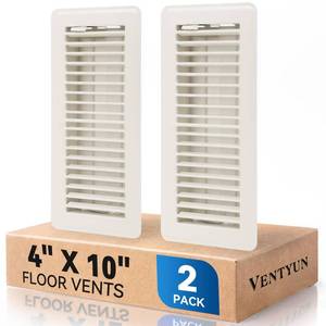 lot 710 image: VENTYUN 4 x 10 Floor Register Vent Covers 2-Pack, Walkable Powder-Coated Metal Vent Covers with Adjustable Airflow, Curved Safe Edges for FloorWall, Cream White - Retail $22