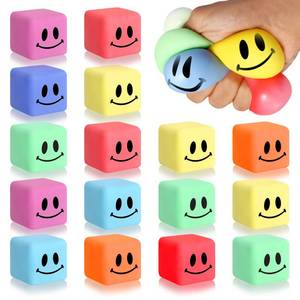 lot 711 image: 16 Pack Mini Slow Rising Stress Cube, Square Fidget Ice Cube Stress Balls, Stretchy Fidget Toy for Anxiety Stress Relief, Classroom Prize Cube Squishies for Adults Kids Children Teens Party Favors - Retail $13