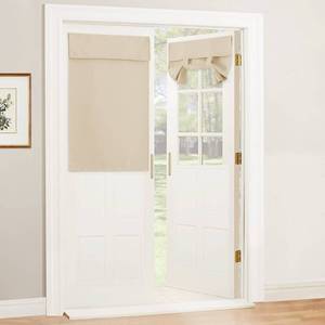 lot 720 image: RYB HOME Room Darkening French Door Curtains Thermal Insulated Small Window Covering Durable Vertical Privacy Blinds Tie Up Sidelight Shades for Bedroom, W26 x L40 inch, 1 Panel, Biscotti Beige - Retail $16