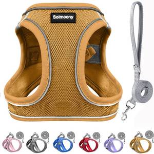 lot 731 image: Solmoony Sparkly XS Dog Harness and Leash Set, Step in Soft Light Puppy Vest, Breathable Reflective Pet Harness for Walking, Puppy Harness for Small Dogs Cats (Brown, XS) - Retail $10