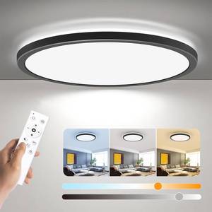lot 733 image: BLNAN Dimmable LED Flush Mount Ceiling Light Fixture with Remote Control, 12Inch 3000K-6500K Light Color Adjustable, Modern Ultra-Thin Ceiling Lamp for Bedroom Kitchen, Wired - Retail $31