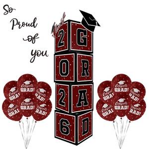 lot 2 image: 2026 Graduation Decorations Set - So Proud of You - Class of 2025 Balloon Boxes for Memorable Grad Party Supplies, IndoorOutdoor Congrats Grad Home Door D�cor Essentials�� maroon and black�� - Retail $17