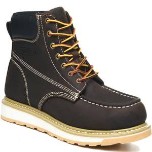 lot 5 image: Pre Owned AZXPROT Work Boots for Men, 6 Soft Toe Wedge Sole Waterproof Safety Boots, Comfortable Construction Work Safety Shoes Bronze 9 - Retail $87