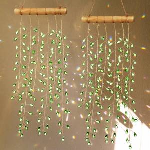 lot 736 image: Suncalla 2 Pcs Crystal Suncatchers for Window Boho Decor Hanging Sun Catcher Making Rainbow Green Plants Artificial Crystal Prisms Wind Chime with Chain for Garden Home Wedding Ornament Gift - Retail $41