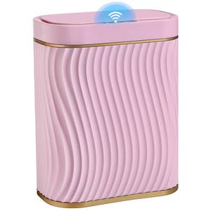 lot 739 image: 2.6 Gallon Automatic Bathroom Trash Can with Touchless Lid,Pink Gold - Retail $28