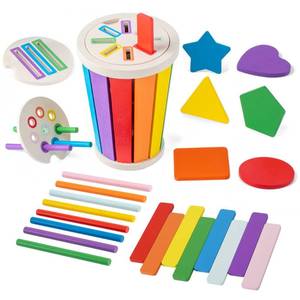 lot 748 image: Smartwo Montessori Toys for 1-3 Year Old, Wooden Color Sorting Learning Toys for Toddlers, Fine Motor Skills Matching Games,Sensory Development Educational Toy,18 Month Baby Boys Girls - Retail $15