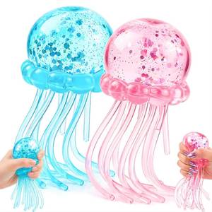 lot 762 image: Glitter Jellyfish Squishy - Pink & Blue Squishies 2026 Upgraded Sugar Jellyfishes Dumplings Cubes for Adults Teens Squeeze Stocking Stuff 2 PCS - Retail $33