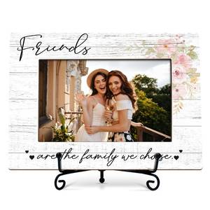 lot 774 image: Friend Photo Frame Gifts, Long Distance Friendship Frames For Women, Friends Are The Family We Choose Wooden Picture Frame With Stand, Birthday Graduation Christmas Gifts For Sisters Friends -04 - Retail $13