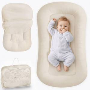 lot 779 image: Infant Support Cushion - Baby Support Cushion for Newborn, 0-24 Months, Breathable Cotton Fabric Infant Support Cushion, Portable Newborn Essentials for Home and Travel, White (Cover Included) - Retail $304