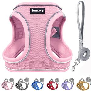 lot 787 image: Solmoony Sparkly XS Dog Harness and Leash Set, Step in Soft Light Puppy Vest, Breathable Reflective Pet Harness for Walking, Puppy Harness for Small Dogs Cats (Pink, XS) - Retail $10