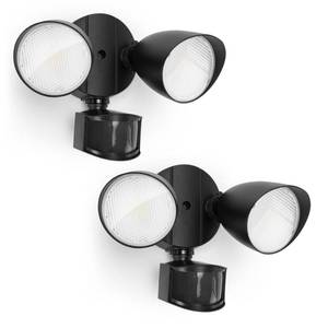 lot 795 image: UME 2 Pack 32W 3500 Lumen LED Security Lights Motion Sensor Light Outdoor, 5000K Daylight, IP65 Waterproof, Dusk to Dawn, Motion Detector Flood Light for Garage, Yard, Porch-Black - Retail $75