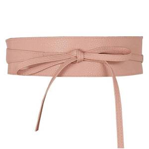 lot 805 image: Ayliss Women Soft Leather Obi Belt Self Tie Wrap Cinch Belt,Nude Pink - Retail $7