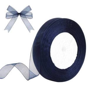 lot 809 image: Partyeah 58 Inch x 50 Yards Sheer Organza Ribbon Chiffon Ribbon for Gift Wedding Flower Bouquet Wrapping Decorations Crafts (Navy Blue) - Retail $7