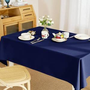 lot 825 image: RYB HOME Table Cloth for Rectangle Table- Spill-Proof Heat Wrinkle Resistant Washable Polyester Tablecloth for Buffet Party Banquet Family Dinner, 54 x 70, Navy Blue - Retail $10