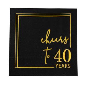 lot 826 image: Cheers to Years Cocktail Napkins - 50PK - 3-Ply Birthday Napkins 5x5 Inches Disposable Party Napkins Paper Beverage Napkins for Birthday Decorations Wedding Anniversary Black and Gold (40 Years) - Retail $10