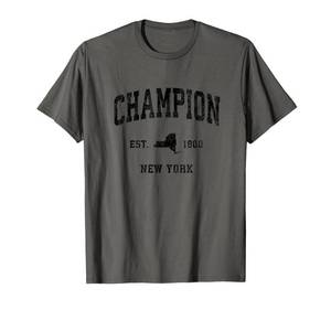 lot 855 image: PINK Champion New York NY Vintage Athletic Black Sports Design T-Shirt L - Retail $17